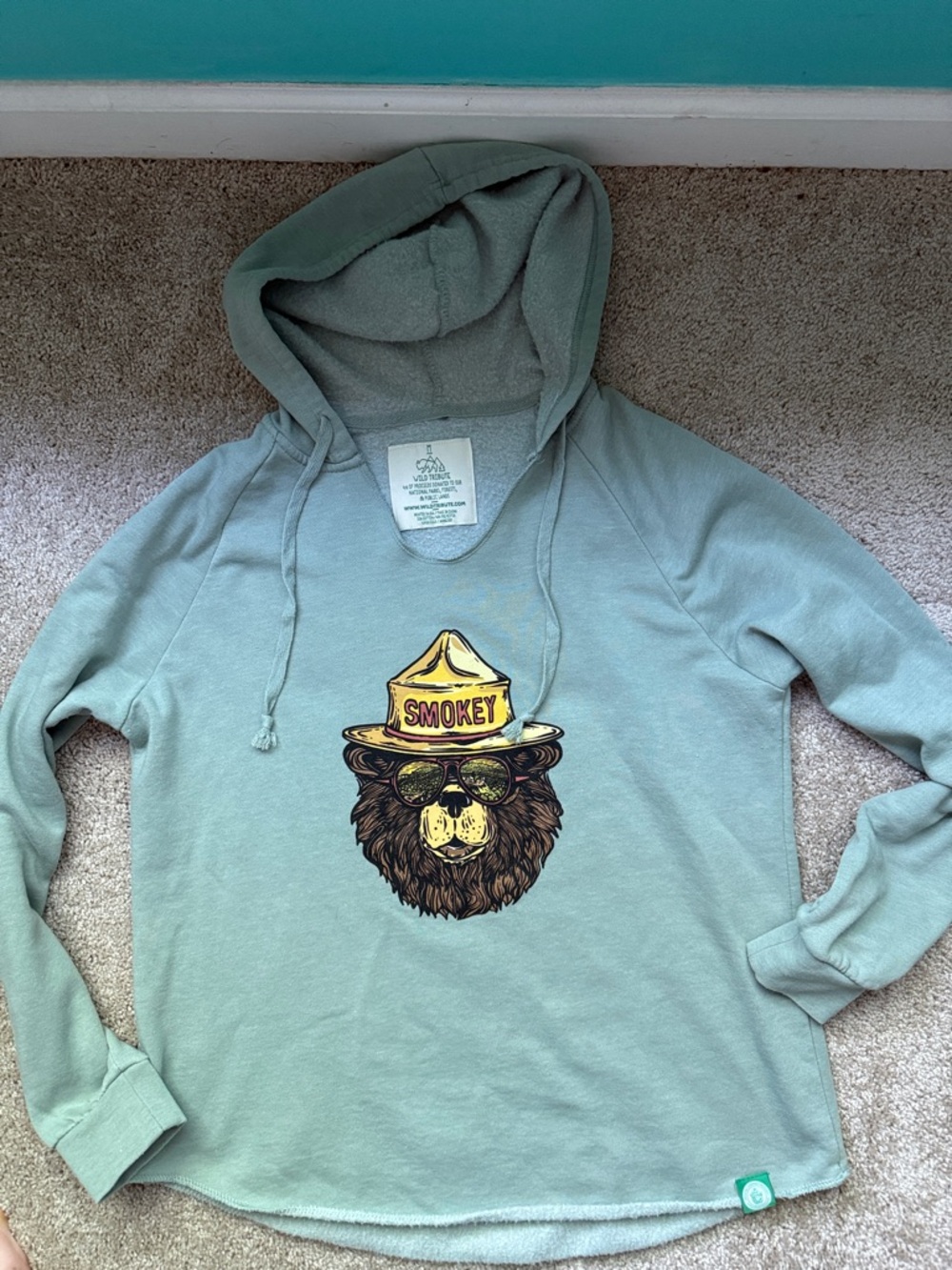 Smokey Graphic Cowl Neck Sweatshirt - Sage Green